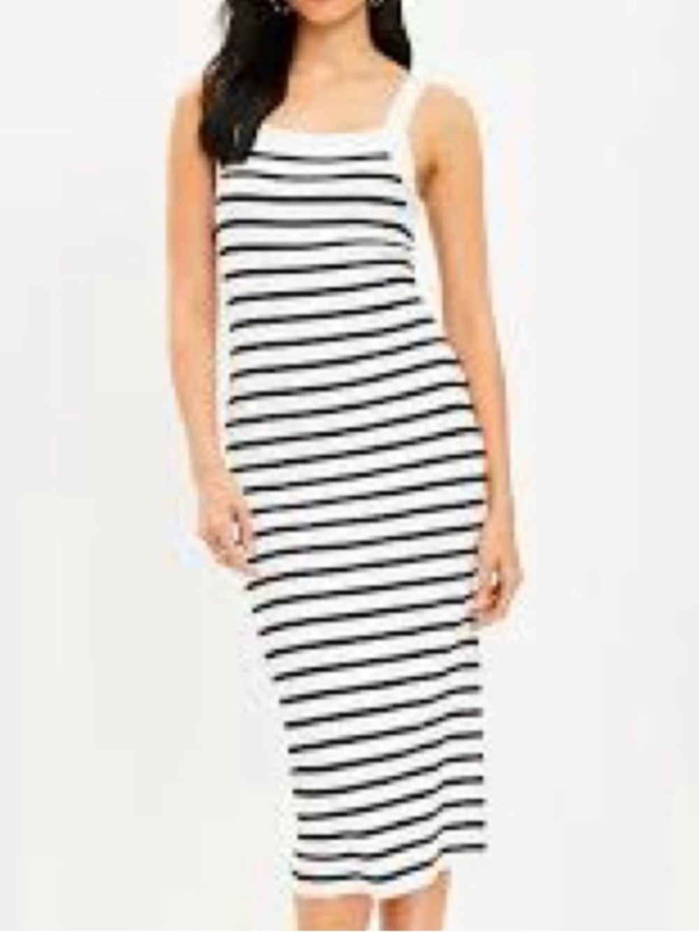 NWT LOFT Striped Sleeveless Knit Midi Dress Petite M